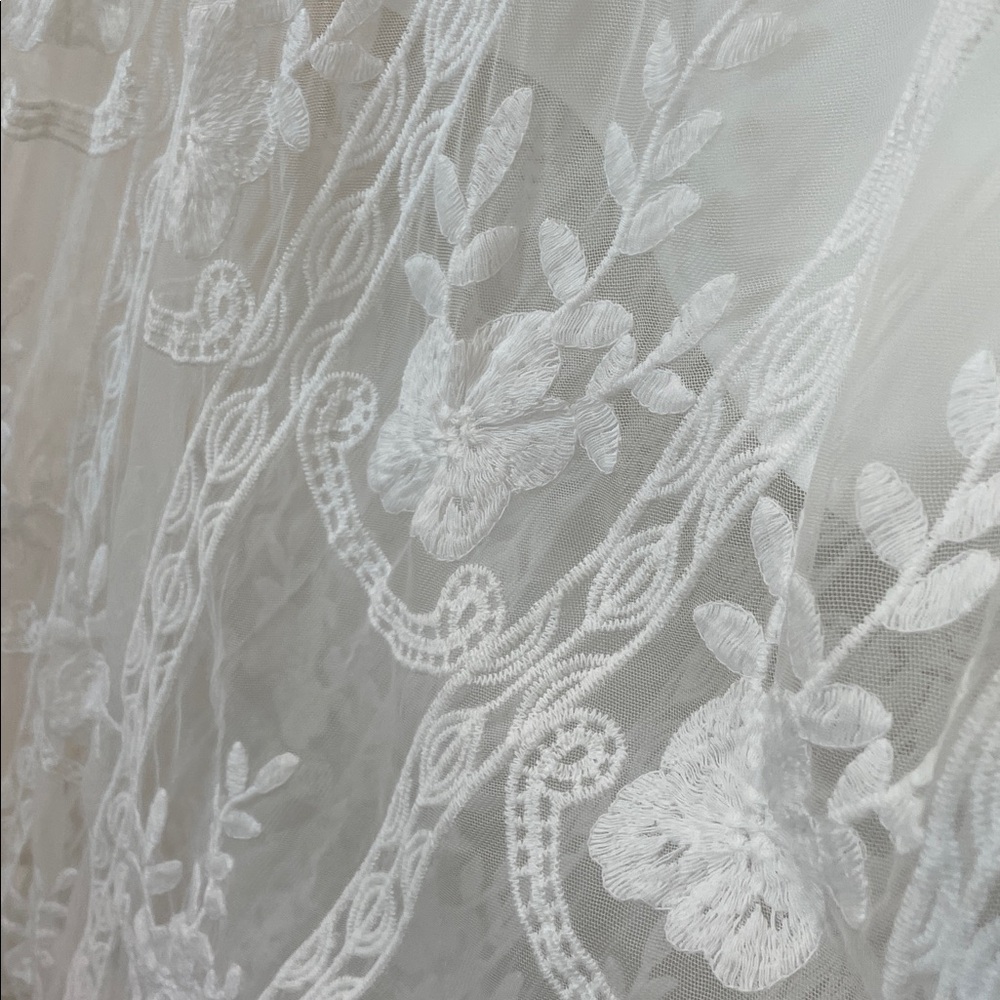 White Lace Off Shoulder Lace Maxi Dress Boho Size L - Picture 8 of 9